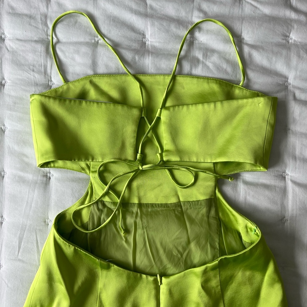 GAUGE81 Medium Green Marta Cutout Satin Mini Dress - Picture 8 of 13